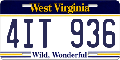 WV license plate 4IT936