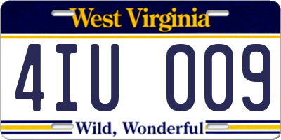 WV license plate 4IU009
