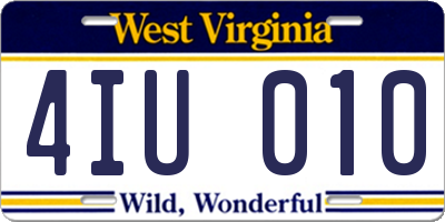 WV license plate 4IU010