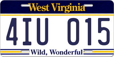 WV license plate 4IU015