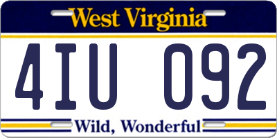 WV license plate 4IU092