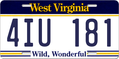 WV license plate 4IU181