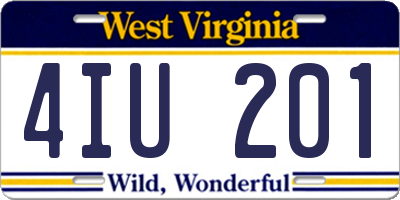 WV license plate 4IU201