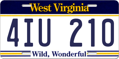 WV license plate 4IU210