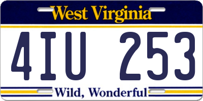 WV license plate 4IU253