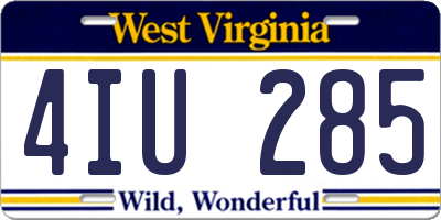 WV license plate 4IU285