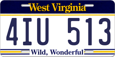 WV license plate 4IU513