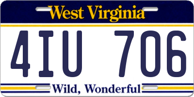 WV license plate 4IU706