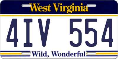 WV license plate 4IV554