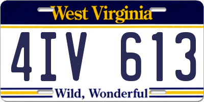 WV license plate 4IV613