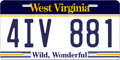 WV license plate 4IV881