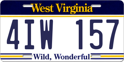 WV license plate 4IW157