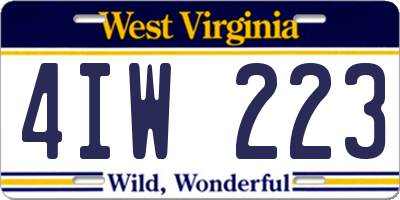 WV license plate 4IW223