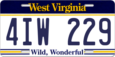 WV license plate 4IW229