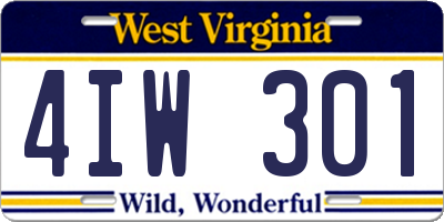 WV license plate 4IW301
