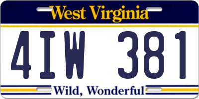 WV license plate 4IW381
