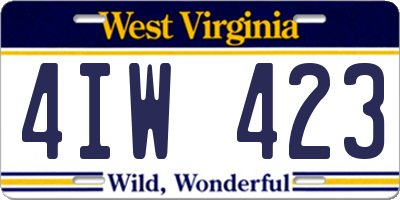 WV license plate 4IW423