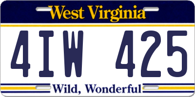 WV license plate 4IW425