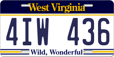 WV license plate 4IW436