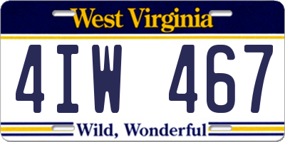 WV license plate 4IW467