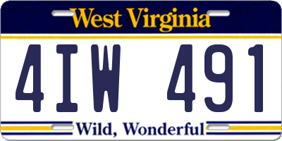WV license plate 4IW491