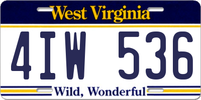 WV license plate 4IW536