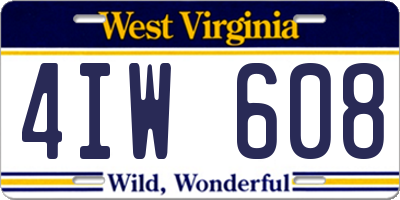 WV license plate 4IW608