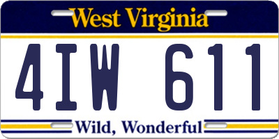 WV license plate 4IW611