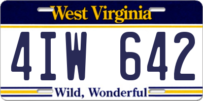 WV license plate 4IW642