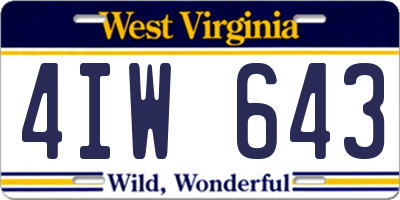 WV license plate 4IW643