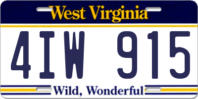 WV license plate 4IW915