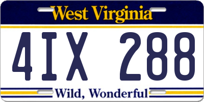WV license plate 4IX288