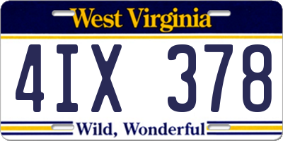 WV license plate 4IX378