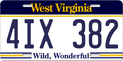 WV license plate 4IX382