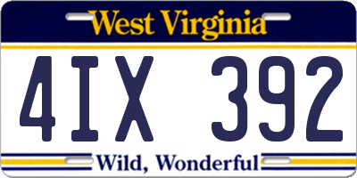 WV license plate 4IX392