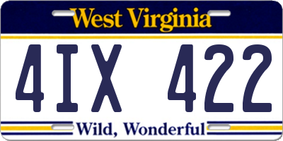 WV license plate 4IX422