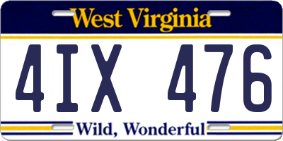 WV license plate 4IX476