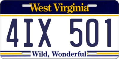 WV license plate 4IX501
