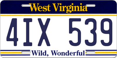 WV license plate 4IX539