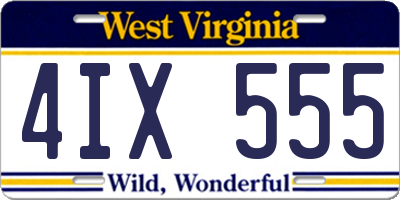WV license plate 4IX555