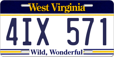 WV license plate 4IX571