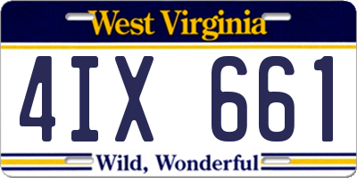WV license plate 4IX661