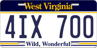 WV license plate 4IX700