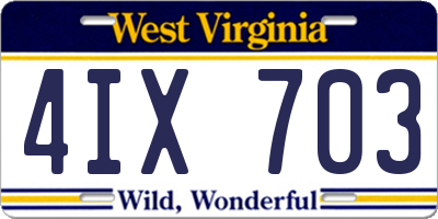 WV license plate 4IX703