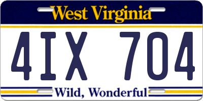 WV license plate 4IX704