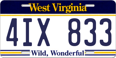 WV license plate 4IX833