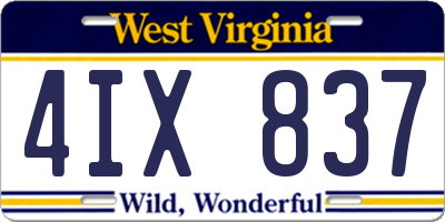 WV license plate 4IX837