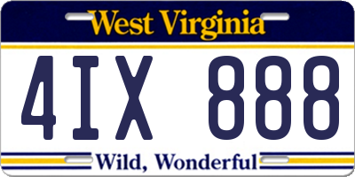 WV license plate 4IX888