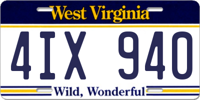 WV license plate 4IX940
