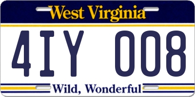 WV license plate 4IY008